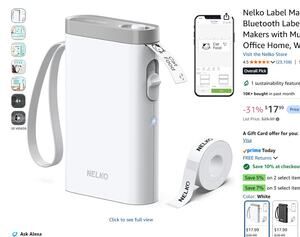 Nelko Label Maker Machine With Tape P21 Bluetooth Label Printer Wireless Mini